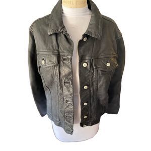 Gap 100% genuine leather full button black jackets woman’s size XL